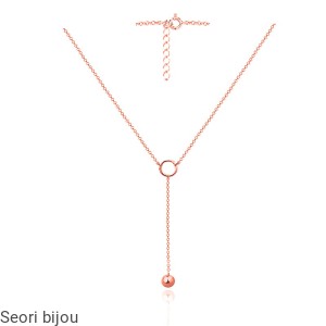 Pozłacany srebrny naszyjnik kulka z krawatką rose gold