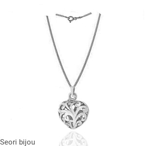 Srebrny naszyjnik serce ażurowe wypukłe 3D