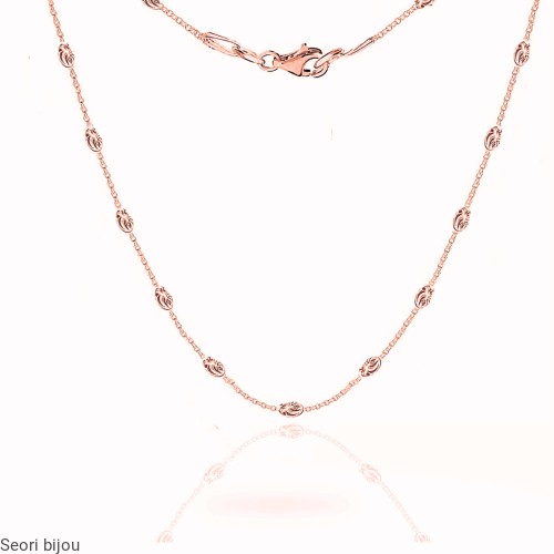 Łańcuszek ankier z diamentowanymi oliwkami rose gold