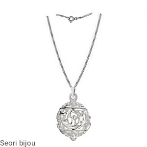 Srebrny naszyjnik kula kulka ażurowa 3D