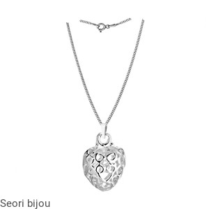 Srebrny naszyjnik serce ażurowe przestrzenne 3D