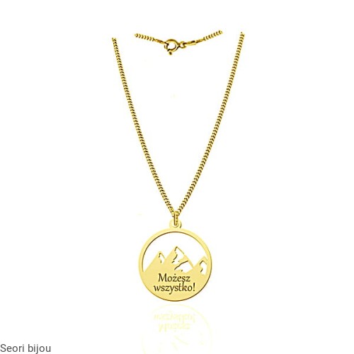 Personalizowany naszyjnik góry II z grawerem pozłacany 24 k złotem
