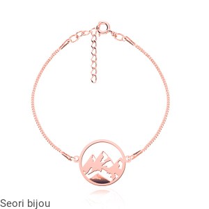 Pozłacana srebrna bransoletka z motywem gór rose gold