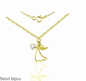 Pozłacany naszyjnik Aniołek z kryształem Swarovski Elements