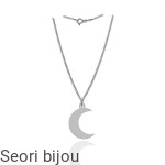 Rodowany srebrny naszyjnik księżyc półksiężyc