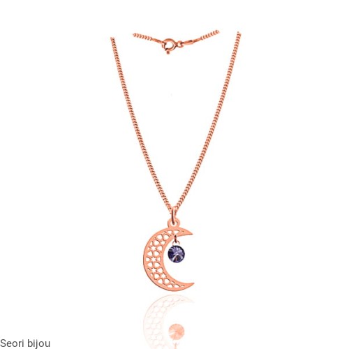 Naszyjnik księżyc srebro 925 rose gold