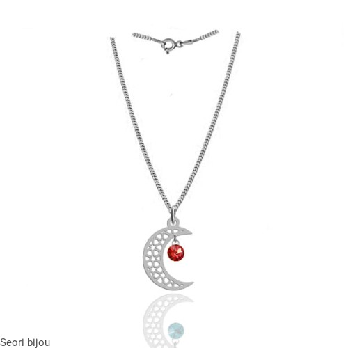 Naszyjnik księżyc srebro 925 rodowany