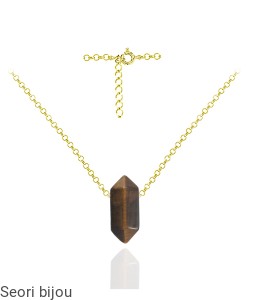 Pozłacany srebrny naszyjnik sopel grot TYGRYSIE OKO