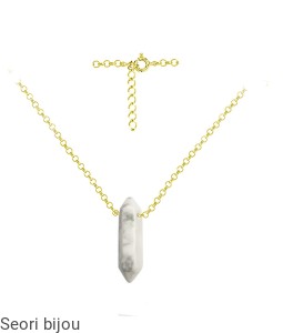 Pozłacany srebrny naszyjnik sopel grot Howlit biały