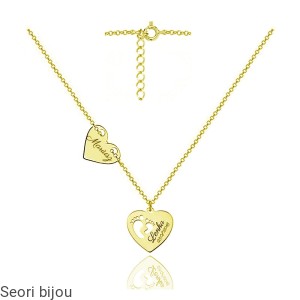 Pozłacany naszyjnik serce stópki 