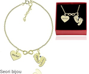 Pozłacana bransoletka stópki i serduszko z Swarovski Elements