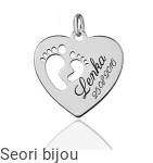 Srebrny rodowany wisiorek zawieszka serce stópki dla mamy 