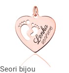 Srebrny pozłacany wisiorek zawieszka serce stópki dla mamy rose gold